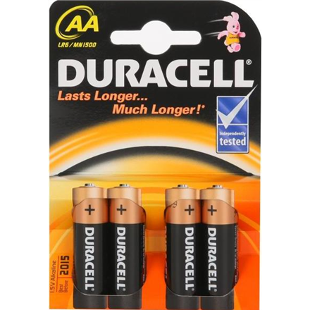 Piles alcalines duracell aa lot de 4