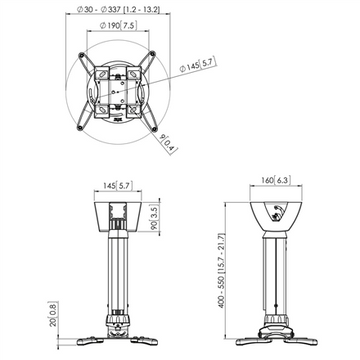 Vogels | Projector Ceiling mount | PPC1540W | Maximum weight (capacity) 15 kg | White - 0