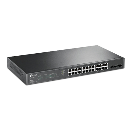 Tp-link  commutateur intelligent gigabit jetstream 28 ports  tl-sg2428p  géré via le web  montable en rack  4 ports sfp  24 ports poe+  alimentation : simple