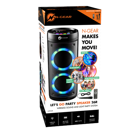 Enceinte n-gear party let's go party 26r/ bt/ 600 w/ 1 micro