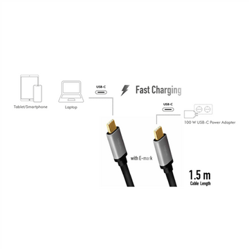 Kabel USB-C M/M, PD, aluminiowy 1.5m - 0