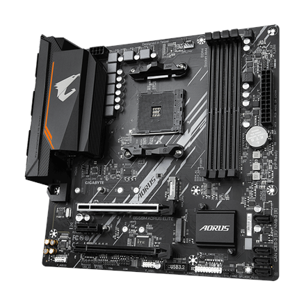 GIGABYTE B550M AORUS ELITE Motherboard - AMD Ryzen 5000 CPUs, 5+3 Phases VRM, up to 4733MHz DDR4, 1xPCIe 4.0 + 1xPCIe 3.0 M.2, 1GbE LAN, USB 3.2 Gen 1