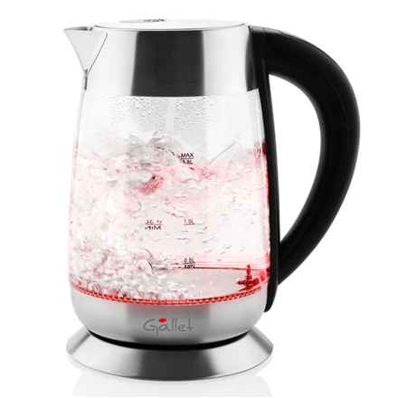 Gallet | Bouilloire | GALBOU792 | Électrique | 2200 W | 1,8 L | Verre | Base rotative à 360° | Noir