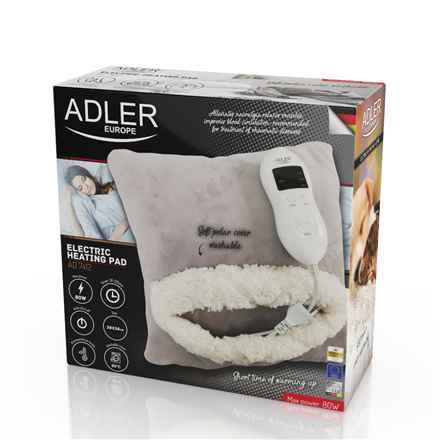 Adler | Coussin chauffant couverture | AD 7412 | Nombre de niveaux de chauffage : 8 | Nombre de personnes : 1 | Lavable | Polaire douce | 80 W | Gris