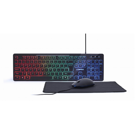 Gembird 3-in-1 Backlight Desktop Set Black