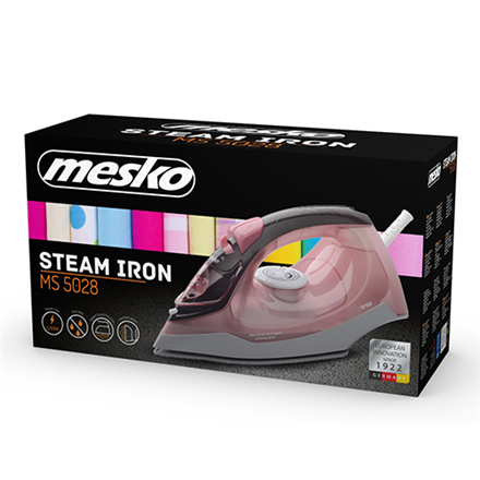 Mesko | Iron | MS 5028 | Steam Iron | 2600 W | Continuous steam 35 g/min | Steam boost performance 60 g/min | Pink/Grey