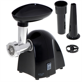 Adler | Meat mincer | AD 4811 | Black | 600 W | Number of speeds 1 | Throughput (kg/min) 1.8 | 3 replaceable sieves: 3mm for grinding poppies and preparing meat and vegetable stuffing; 5mm for meatballs, Roman roast and beef burgers; 7mm for coarsely grou - 0