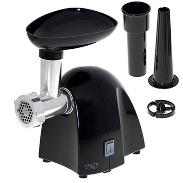 Adler | Meat mincer | AD 4811 | Black | 600 W | Number of speeds 1 | Throughput (kg/min) 1.8 | 3 replaceable sieves: 3mm for grinding poppies and preparing meat and vegetable stuffing; 5mm for meatballs, Roman roast and beef burgers; 7mm for coarsely grou - 0