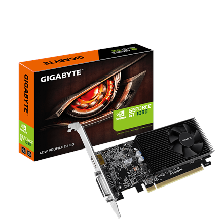 Gigabyte  gv-n1030d4-2gl 1.0  nvidia  2 go  geforce gt 1030  ddr4  ports dvi-d : 1  ports hdmi : 1  pci express 3.0  fréquence mémoire : 2100 mhz  fréquence processeur : 1417 mhz