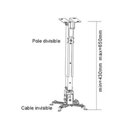 Sunne | Support plafond pour projecteur | Inclinable et pivotant | Capacité de charge maximale : 20 kg | Noir