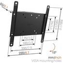 Vogels | Support mural | MA2010-A1 inclinable | Inclinable | 26-40 pouces | Capacité de charge maximale : 30 kg | Noir