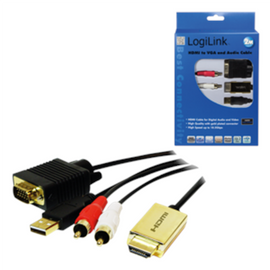 CABLU video LOGILINK, splitter HDMI (T) la VGA (T) + 2 x RCA (T) + USB 2.0, 2m, rezolutie maxima 720p, negru, "CV0052A" (timbru verde 0.8 lei)
