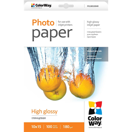 ColorWay High Glossy Photo Paper, 10х15, 180g/m, 100 sheets