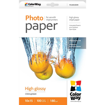 ColorWay High Glossy Photo Paper, 10х15, 180g/m, 100 sheets