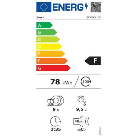 Lave-vaisselle Bosch Serie 2 SPV2IKX10E Entièrement encastrable 9 couverts F