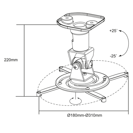 Logilink BP0003 Support de projecteur, plafond, universel, 220 mm, blanc | Logilink