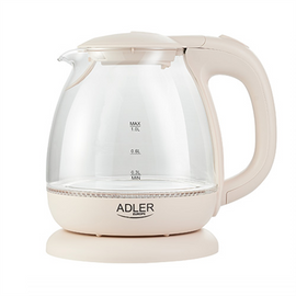 Adler | Kettle | AD 1283C | Electric | 900 W | 1 L | Glass/Stainless steel | 360° rotational base | Cream - 0