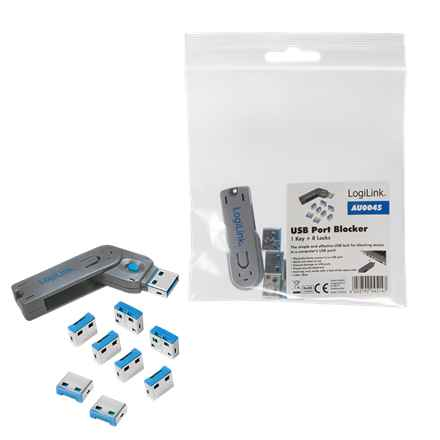 Logilink, Bloqueur de port USB (1 clé et 8 verrous), AU0045 | Logilink