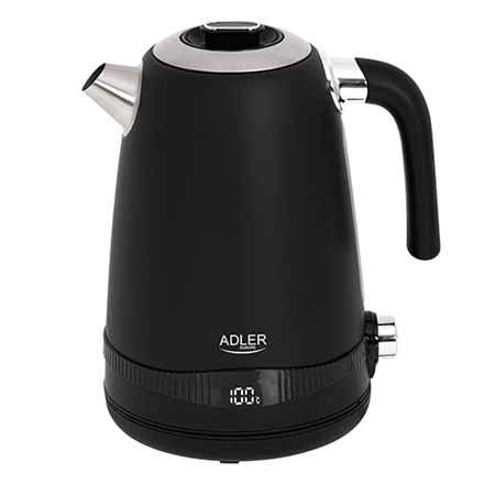 Adler | Bouilloire | AD 1295b | Électrique | 2200 W | 1,7 L | Acier inoxydable | Base rotative à 360° | Noir