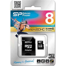 Carte mémoire microSDHC Silicon Power 8 Go Classe 10 + adaptateur
