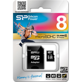 Silicon Power | 8 GB | MicroSDHC | Flash memory class 10 | SD adapter - 0