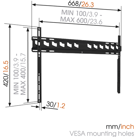 Vogels | Support mural | MA4000-A1 | Fixe | 40-80 pouces | Capacité de charge maximale : 80 kg | Noir