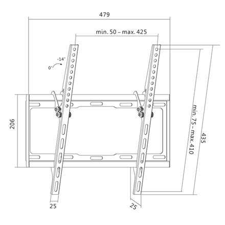 Support mural pour téléviseur Logilink BP0012, 32–55", inclinaison -14°, 25 mm