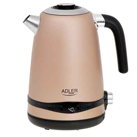 Adler | Bouilloire | AD 1295 | Électrique | 2200 W | 1,7 L | Acier inoxydable | Base rotative à 360° | Doré