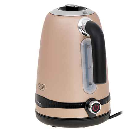 Adler | Bouilloire | AD 1295 | Électrique | 2200 W | 1,7 L | Acier inoxydable | Base rotative à 360° | Doré