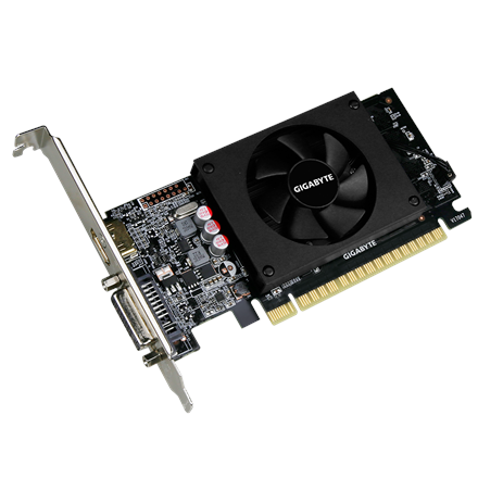Gigabyte | Profil bas | NVIDIA | 2 Go | GeForce GT 710 | GDDR5 | Refroidissement actif | Ports HDMI : 1 | PCI Express 2.0 | Fréquence mémoire : 5 010 MHz | Fréquence processeur : 954 MHz