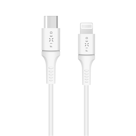 Câble fixe  câble de données et de charge avec connecteurs usb/lightning et prise en charge pd  blanc