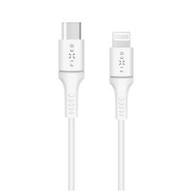 Câble fixe  câble de données et de charge avec connecteurs usb/lightning et prise en charge pd  blanc