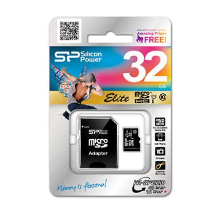 Silicon Power memory card microSDHC 16GB Elite + adapter