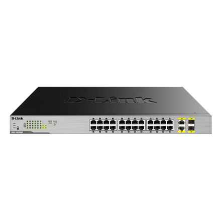 D-Link | Commutateur | DGS-1026MP | Non géré | Montable en rack | Ports Gigabit Ethernet (cuivre) : 24 | Ports SFP : 2 | Ports PoE/PoE+ : 24 | Alimentation : Simple | 24 mois