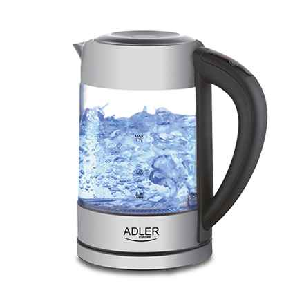 Adler | Bouilloire | AD 1247 NEUF | Avec commande électronique | 1850 - 2200 W | 1,7 L | Acier inoxydable, verre | Base rotative à 360° | Acier inoxydable/Transparent