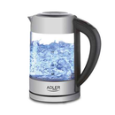 Adler | Bouilloire | AD 1247 NEUF | Avec commande électronique | 1850 - 2200 W | 1,7 L | Acier inoxydable, verre | Base rotative à 360° | Acier inoxydable/Transparent