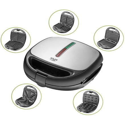 Adler | Sandwich maker | AD 3040 | Number of plates 5 | Multigrill | Number of pastry 2 | 1200 W | Ceramic coating | Black