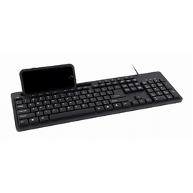 Clavier multimédia Gembird avec support pour téléphone, noir