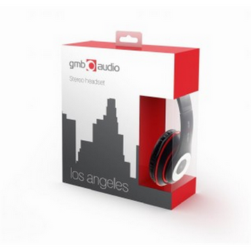 CASTI Gembird, "Los Angeles", cu fir, standard, utilizare multimedia, smartphone, microfon pe fir, conectare prin Jack 3.5 mm, negru / rosu, "MHS-LAX-B", (timbru verde 0.8 lei) - 0
