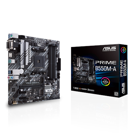 Mainboard|ASUS|AMD B550|SAM4|MicroATX|Memory DDR4|Memory slots 4|2xPCI-Express 3.0 1x|1xPCI-Express 4.0 16x|2xM.2|1x15pin D-sub|1xDVI-D|1xHDMI|6xUSB 3.2|1xPS/2|1xRJ45|3xAudio port|PRIMEB550M-A