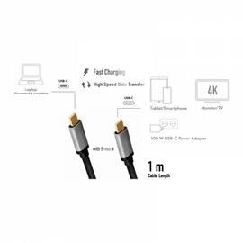 Logilink | USB 3.2 Gen 2 cable, C/M to C/M, 4K/60Hz, PD,alu | CUA0107 | USB-C to USB-C USB-C male | USB-C male - 0