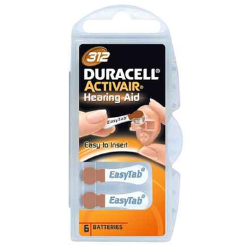 Aide auditive Duracell 312 A312, pack de 6