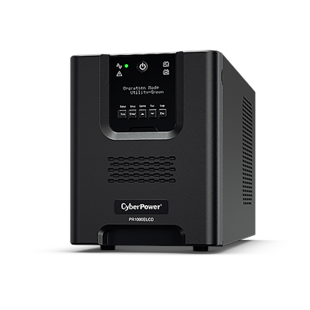 UPS CYBER POWER Line Int. cu Sinusoida Pura,tower,1000VA/900W,AVR,8xIEC,LCD,1xRBP0106,Backup 4-12 min,incarcare 8h,USB,RS232,GreenP,serie PR "PR1000ELCD" (timbru verde 11 lei)
