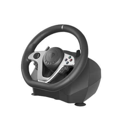 GENESIS Seaborg 400 Black, Silver USB Steering wheel + Pedals Nintendo Switch, PC, PlayStation 4, Playstation 3, Xbox 360, Xbox One, Xbox One S, Xbox One X