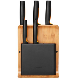Fiskars 1057552 knife block Slot knife block Bamboo, Plastic, Stainless steel Wood
