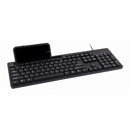 Clavier multimédia gembird avec support pour téléphone noir