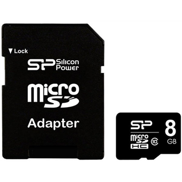 Silicon Power memory card microSDHC 8GB Class 10 + adapter