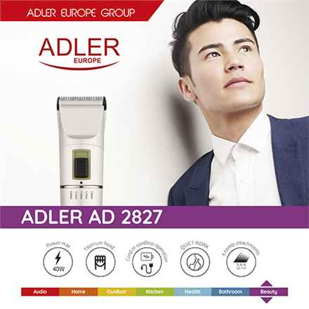 Adler | Tondeuse à cheveux | AD 2827 | Avec ou sans fil | Nombre de longueurs : 4 | Blanc