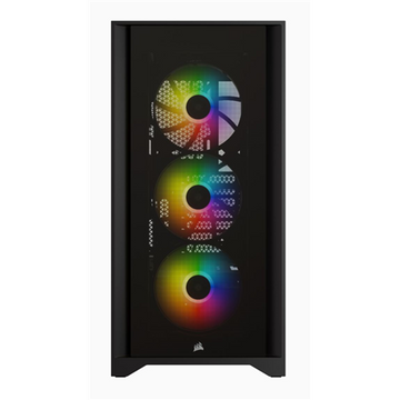 Corsair  boîtier atx moyen-tour en verre trempé  icue 4000x rgb  fenêtre latérale  noir  moyen-tour  alimentation incluse non incluse  atx