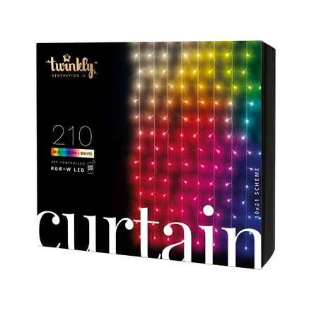 Rideau intelligent 210 LED RGB+W 1,5/2,1 m, câble transparent